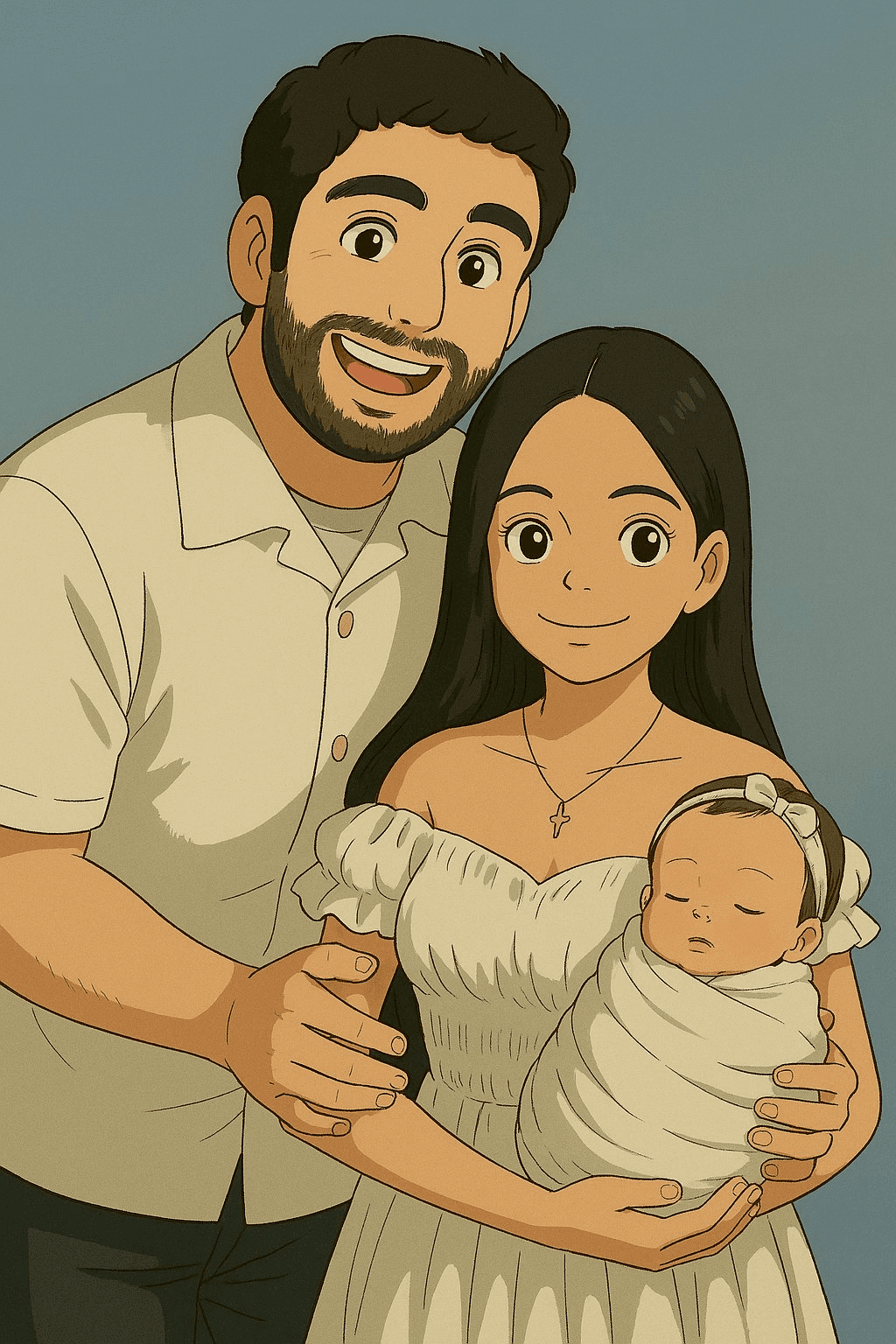 Mike with his wife and daughter