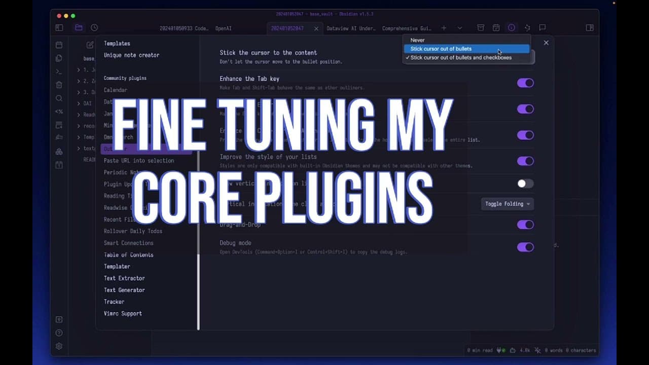 How I Set My Obsidian Core Plugins Up