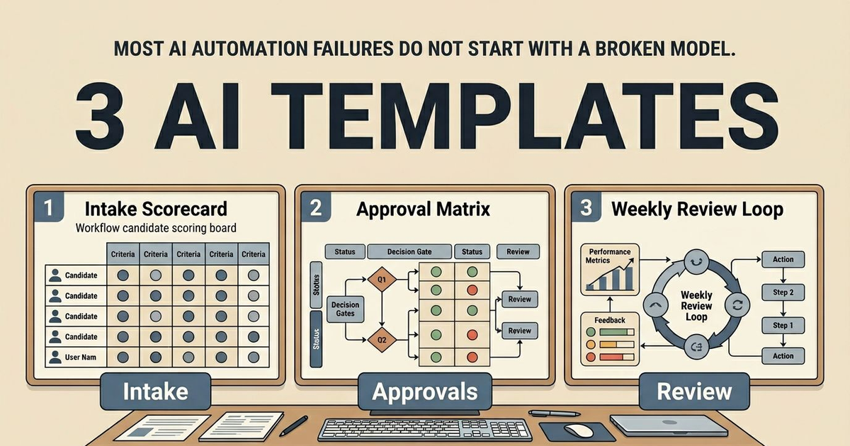 Free AI Automation Templates for Obsidian (Any Role) - These free AI automation templates for Obsidian help me score workflow ideas, define approval rules, and run weekly risk reviews before I automate anything important.