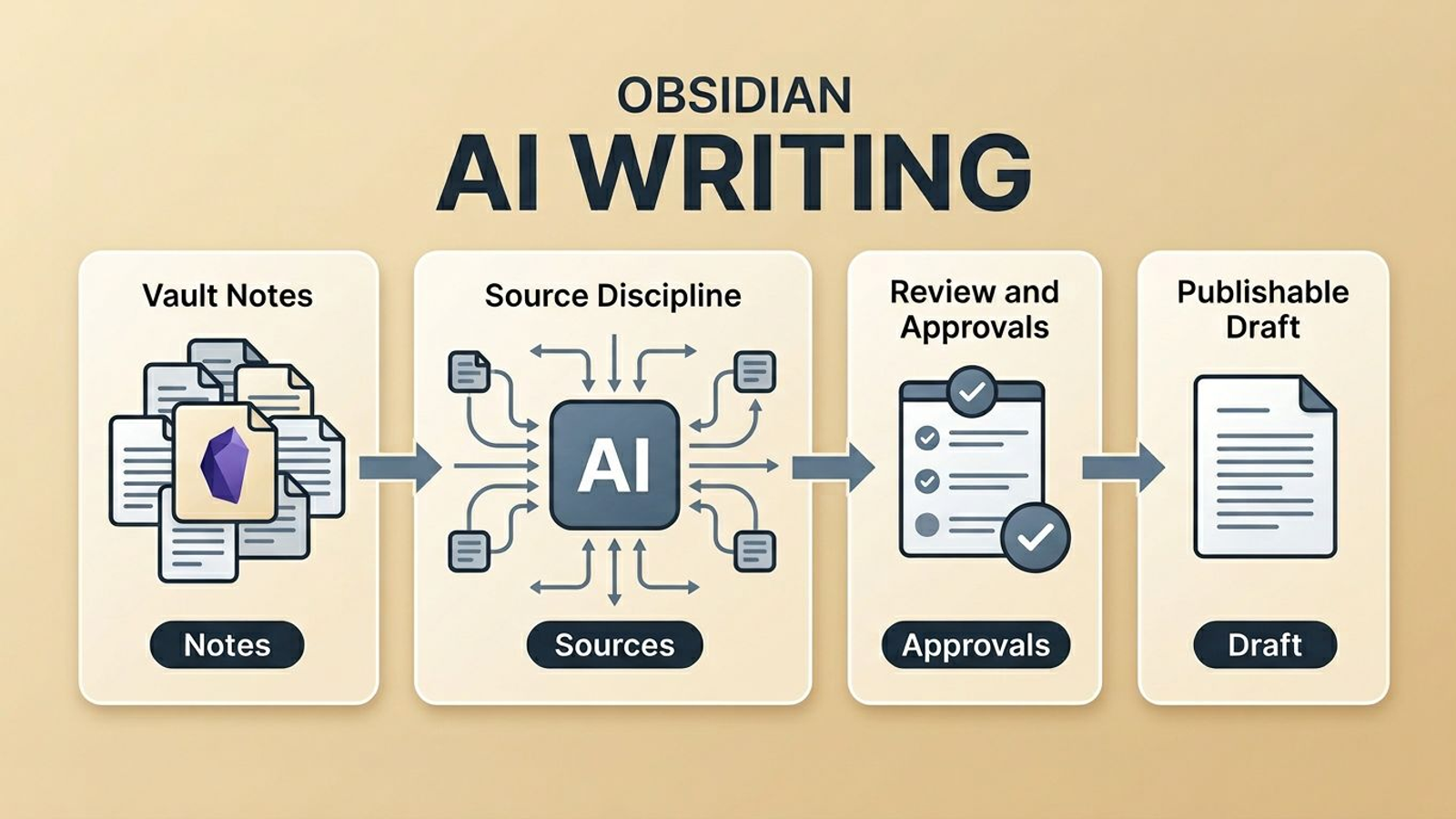Obsidian AI Assistant for Writing: A Safe Workflow With Approvals - My Obsidian AI writing workflow turns vault notes into publishable drafts with approvals, source discipline, and enough structure to trust the final file.