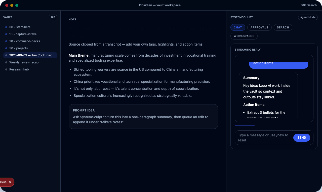 SystemSculpt image generation hero with prompt, variants, and export targets
